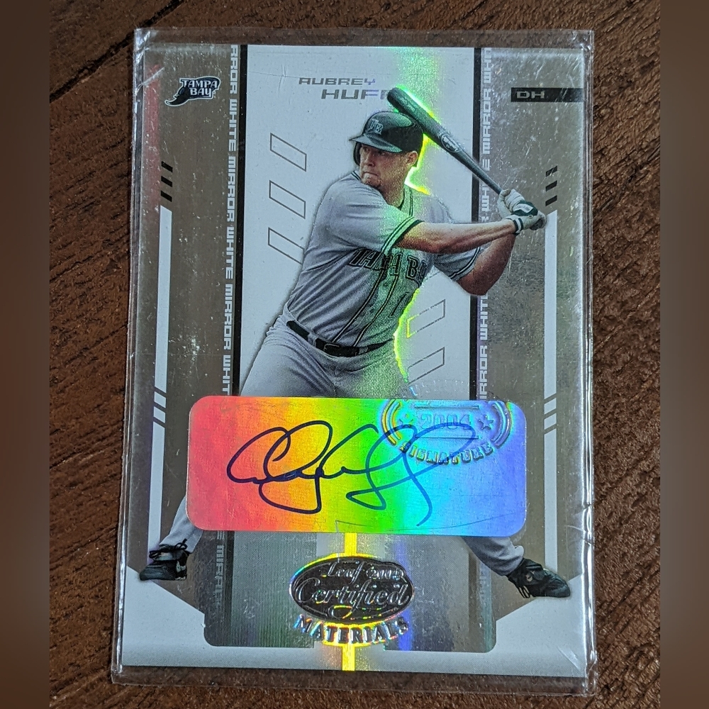 2004 Aubrey Huff Autographed Ltd. Edit. Mirror White Baseball Card Tampa Bay
